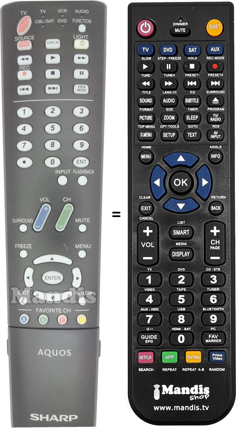 Replacement remote control Sharp GA535WJSA