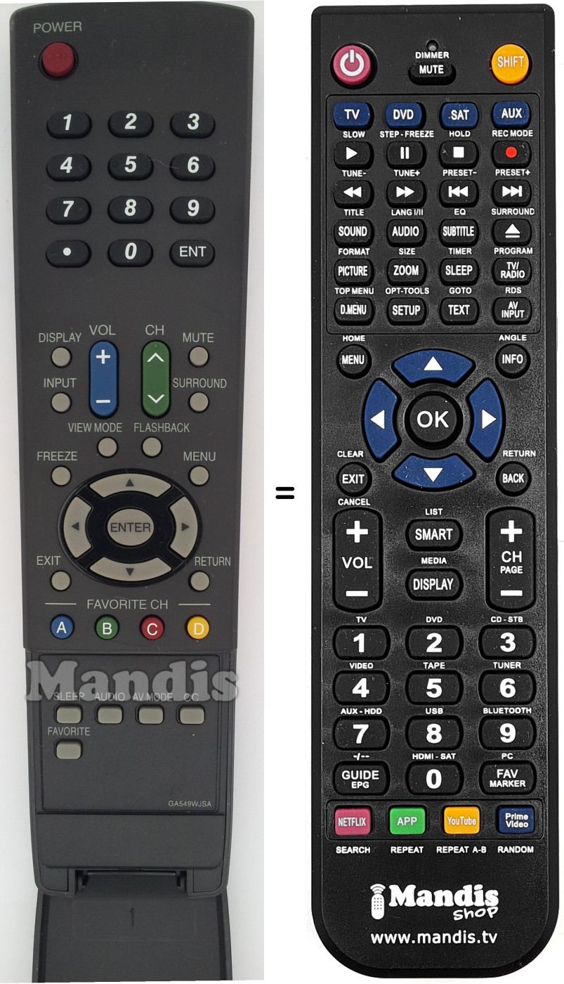 Replacement remote control Sharp GA549WJSA