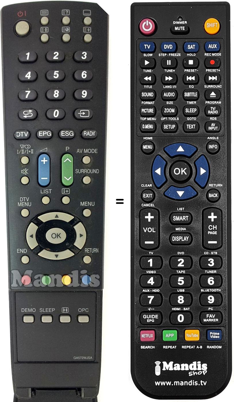 Replacement remote control Sharp RRMC-GA572WJSA