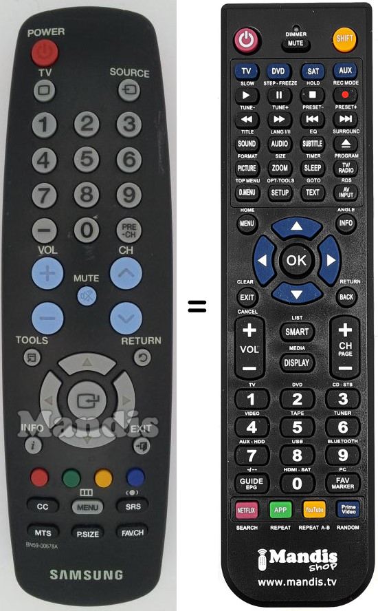 Replacement remote control Samsung BN59-00678 A