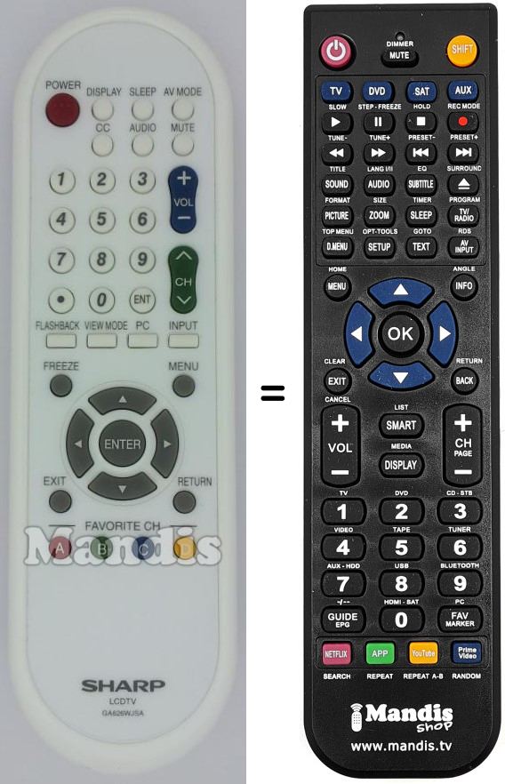 Replacement remote control GA626WJSA