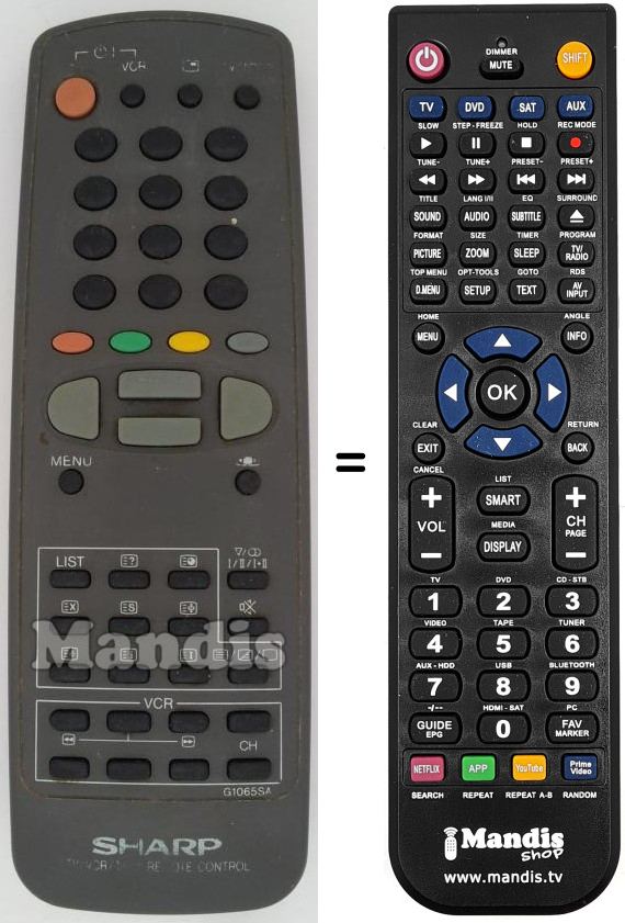 Replacement remote control Sharp G1065SA