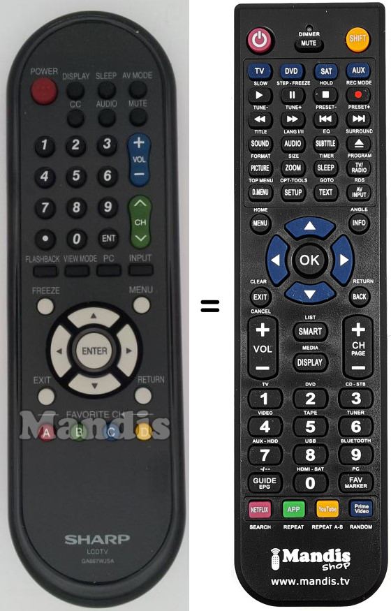 Replacement remote control Sharp GA667WJSA