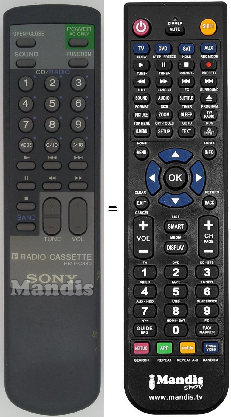Replacement remote control RMT-C380