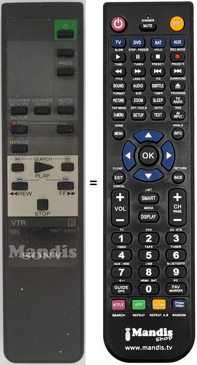 Replacement remote control RMT-V252