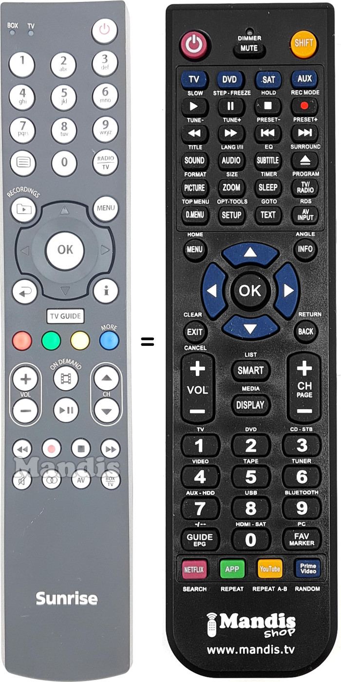 Replacement remote control SUNR001