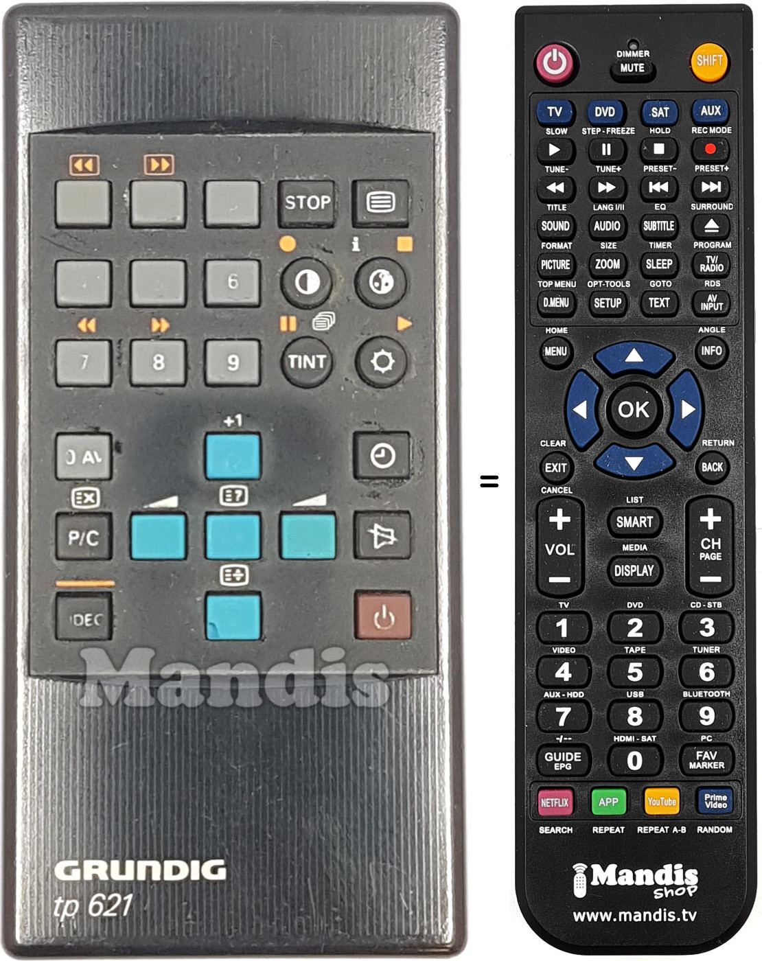 Replacement remote control Grundig TP 621