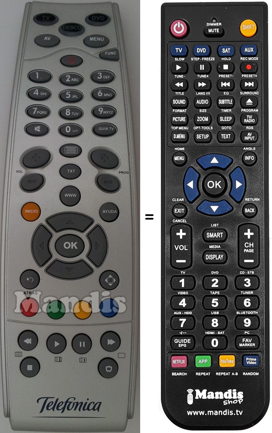 Replacement remote control URC39860