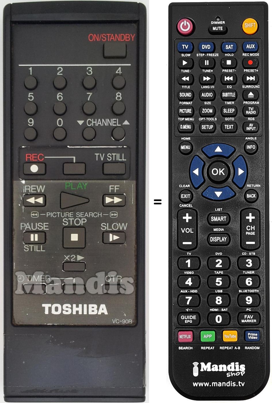 Replacement remote control VC-90B