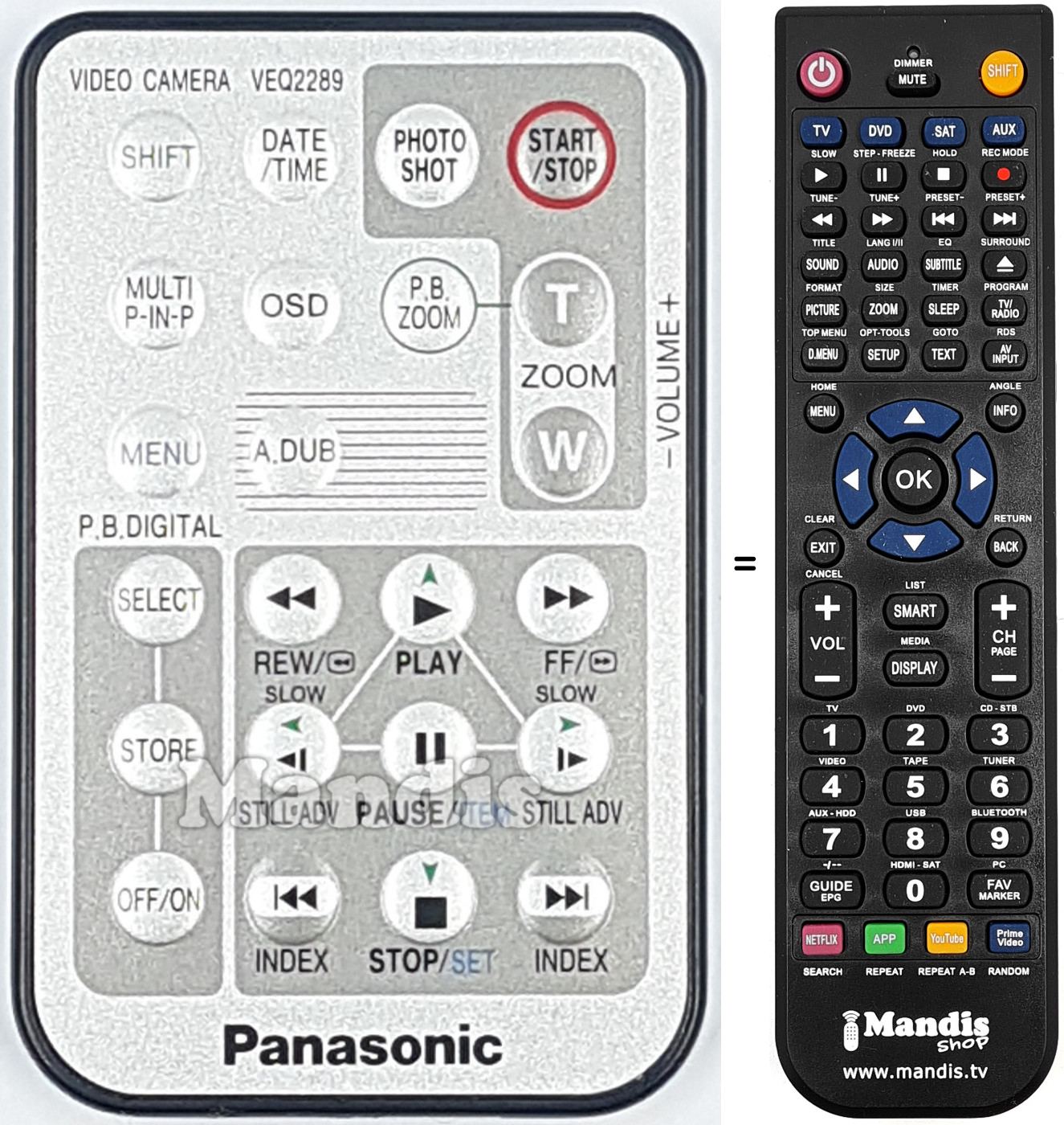 Replacement remote control VEQ2289
