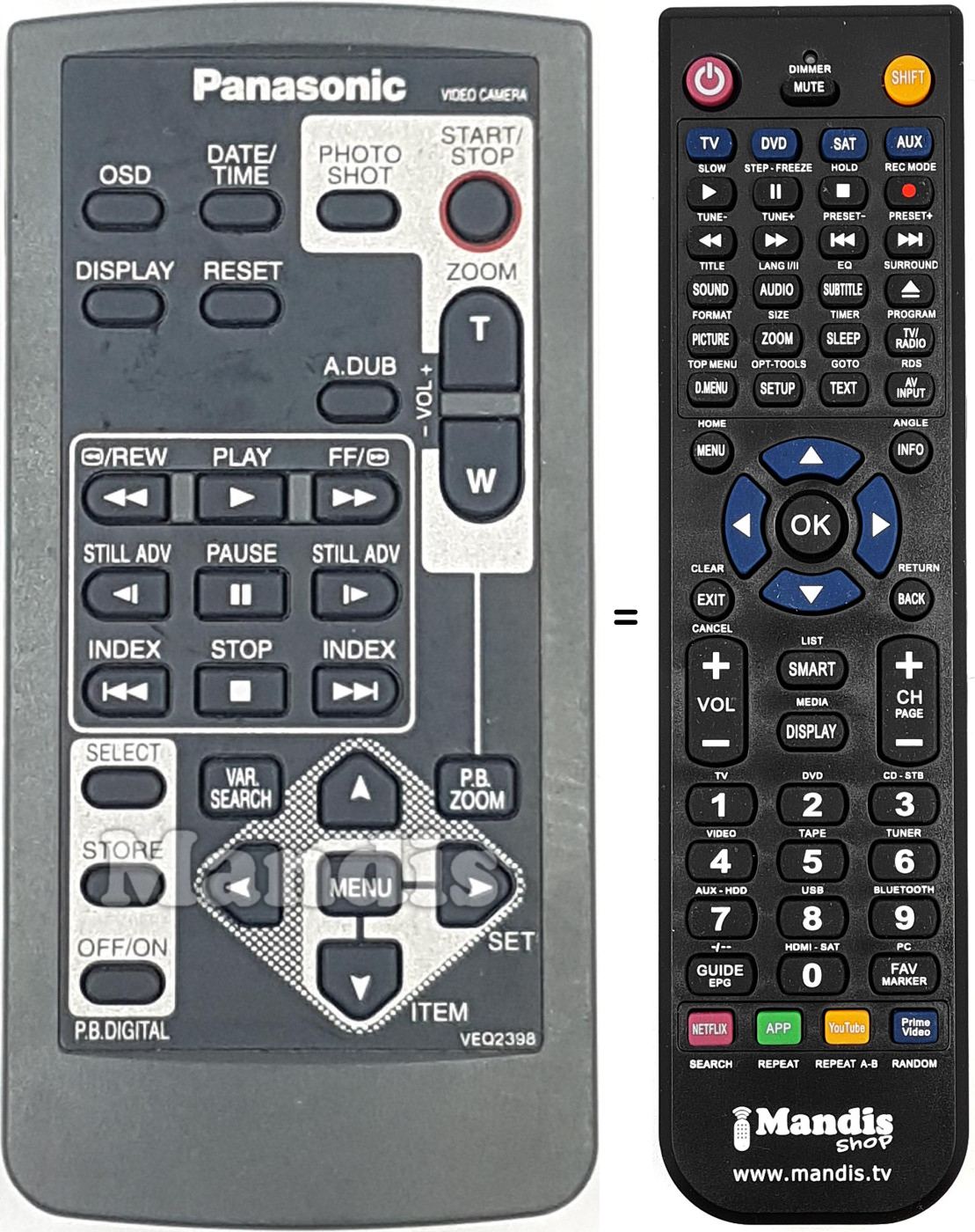 Replacement remote control VEQ2398