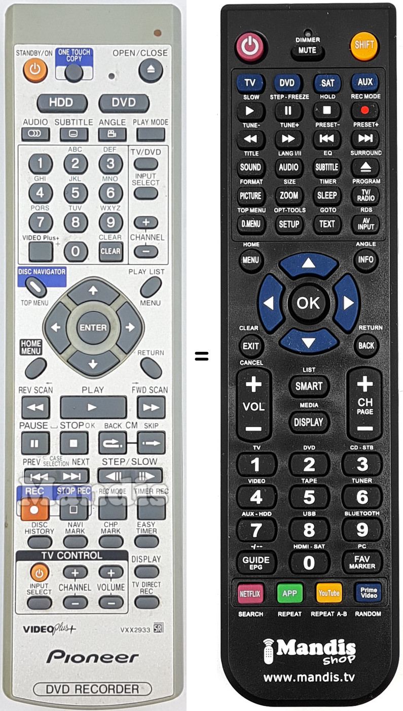 Replacement remote control Pioneer VXX2933