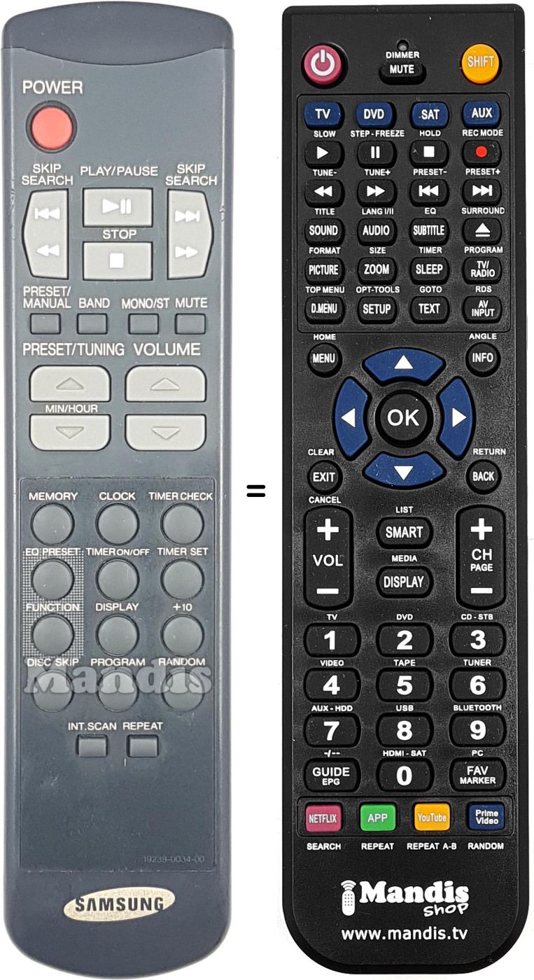 Replacement remote control 19239-0034-00