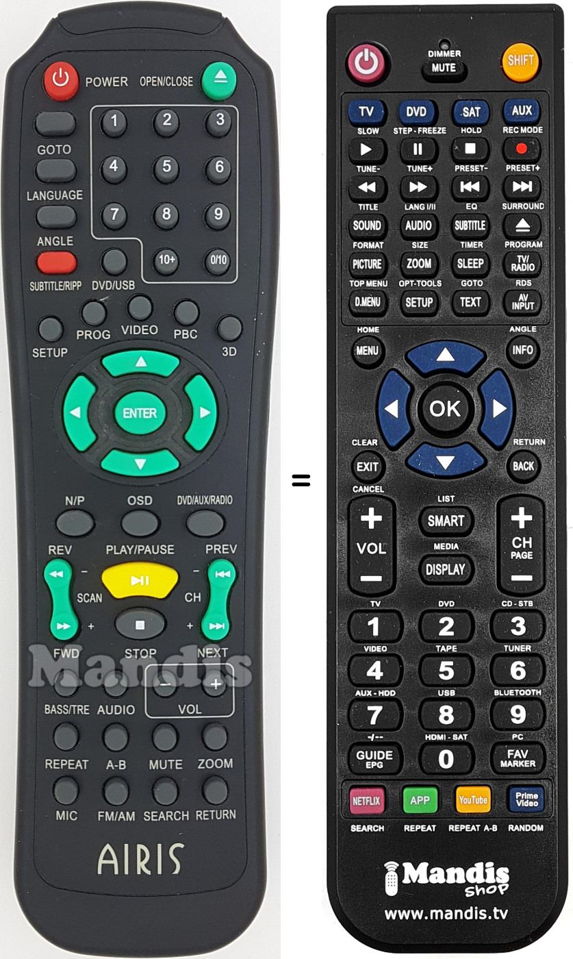 Replacement remote control Airis013