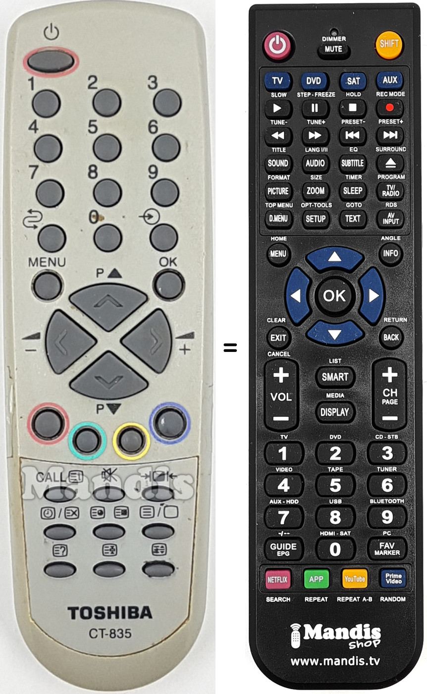 Replacement remote control CT 835
