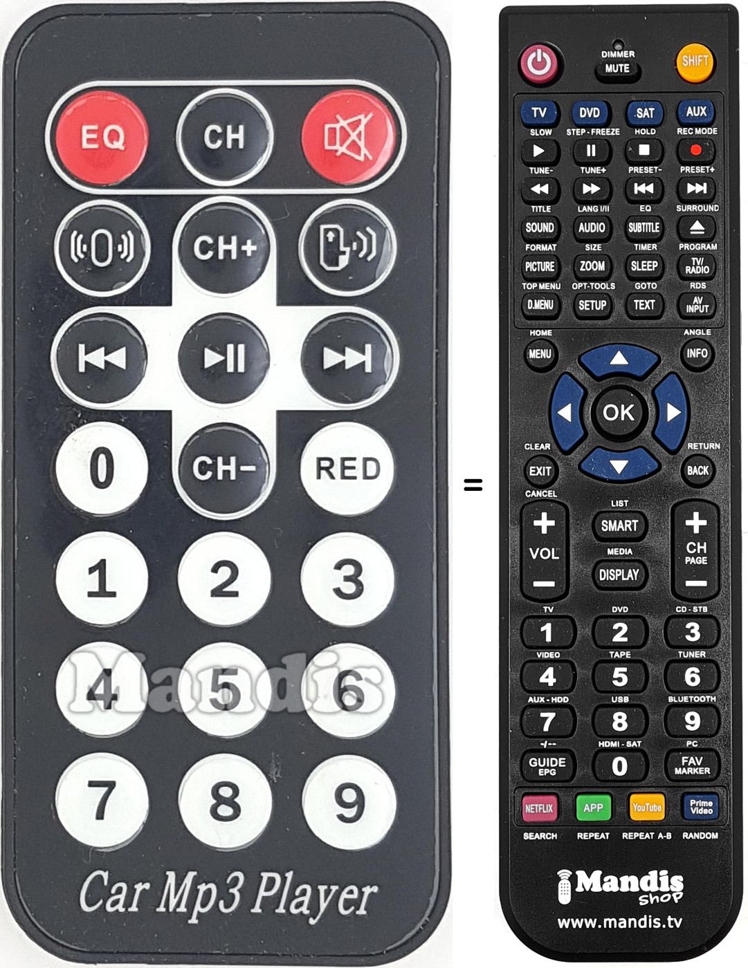 Replacement remote control Car MP3 Player