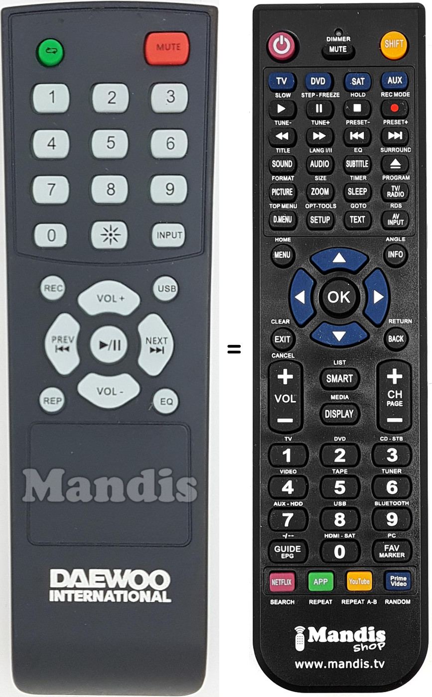 Replacement remote control DAE005