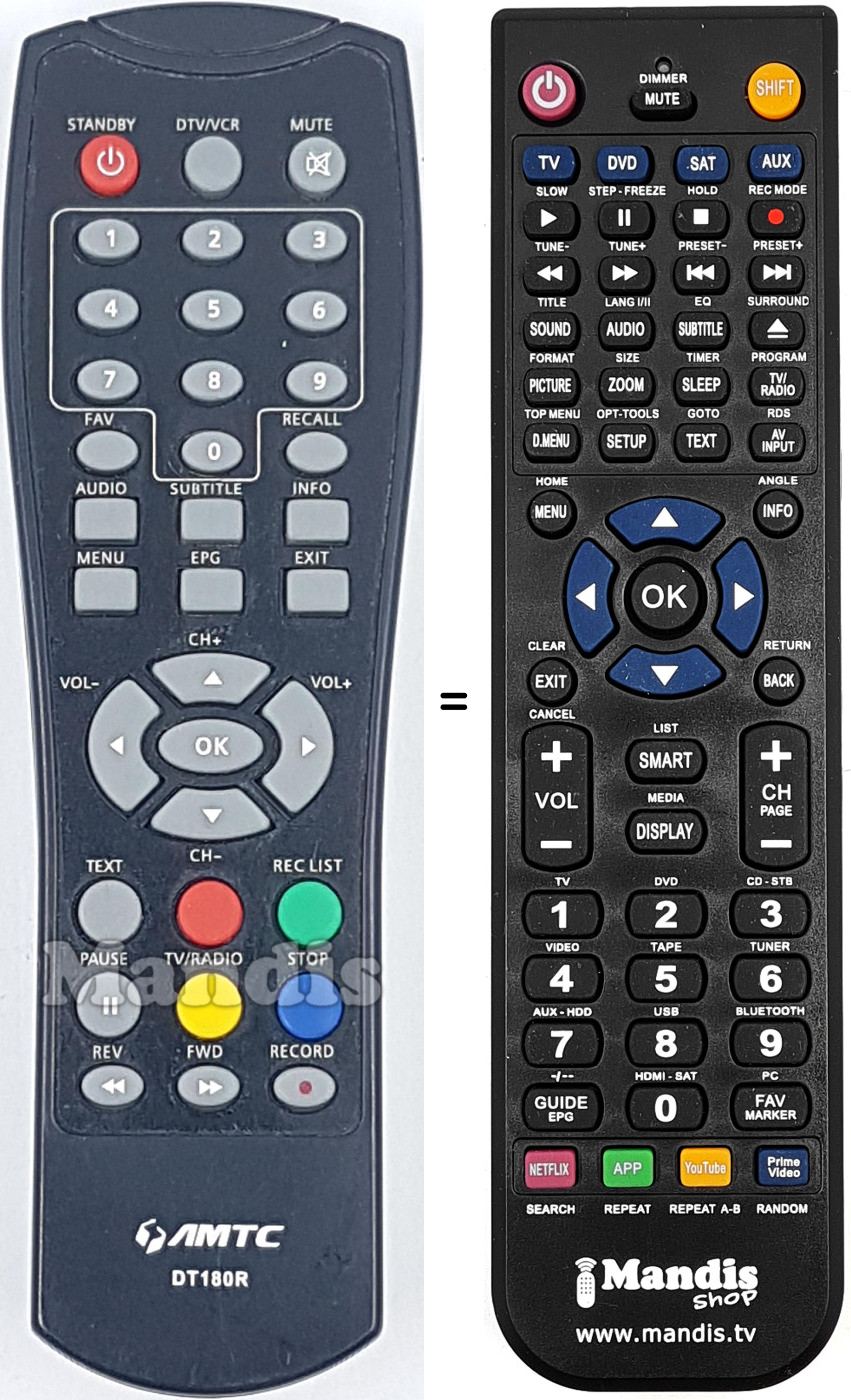 Replacement remote control AMTC DT180R