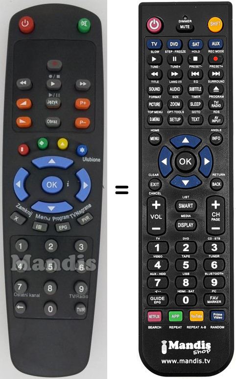 Replacement remote control HD-5000