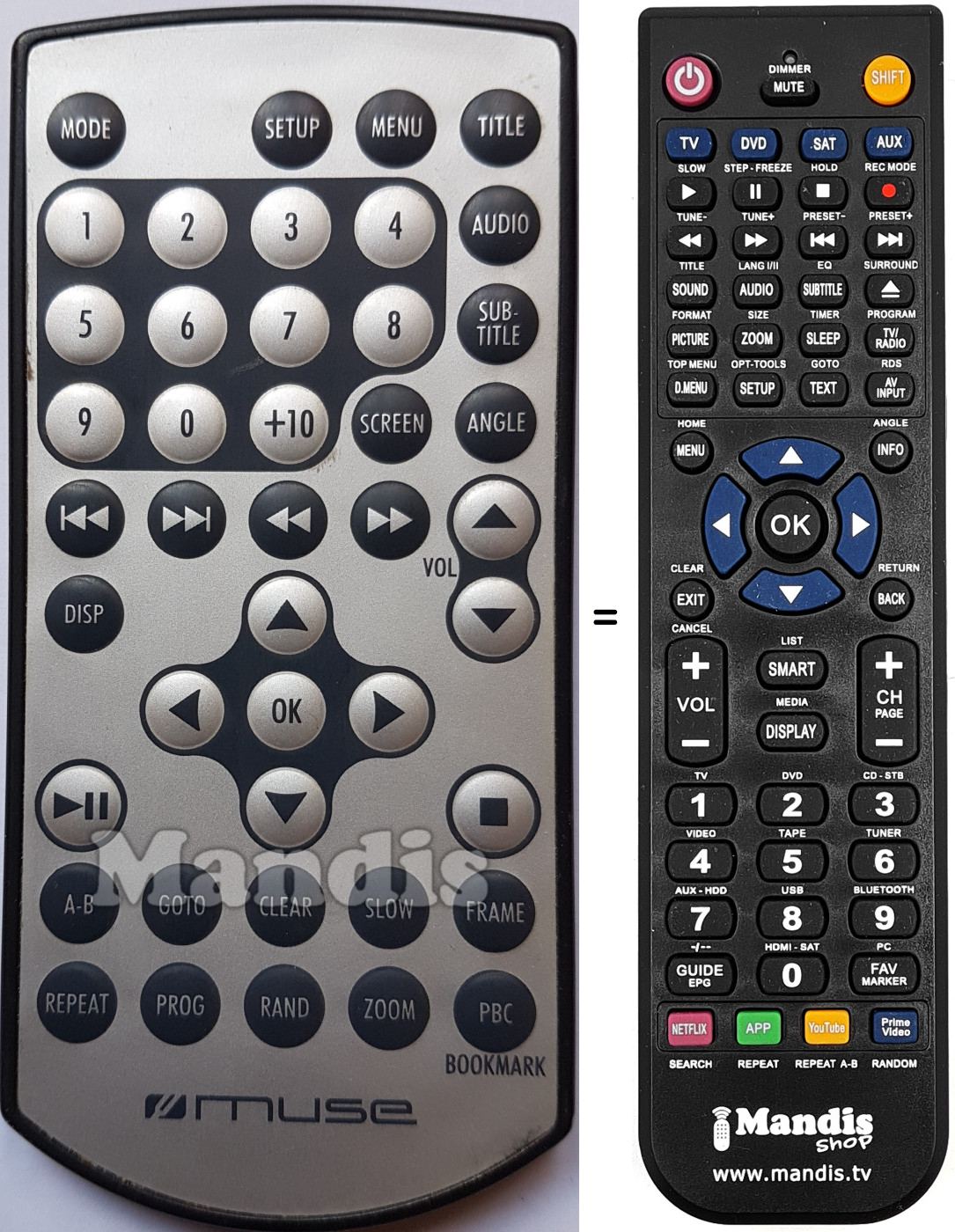 Replacement remote control Muse001