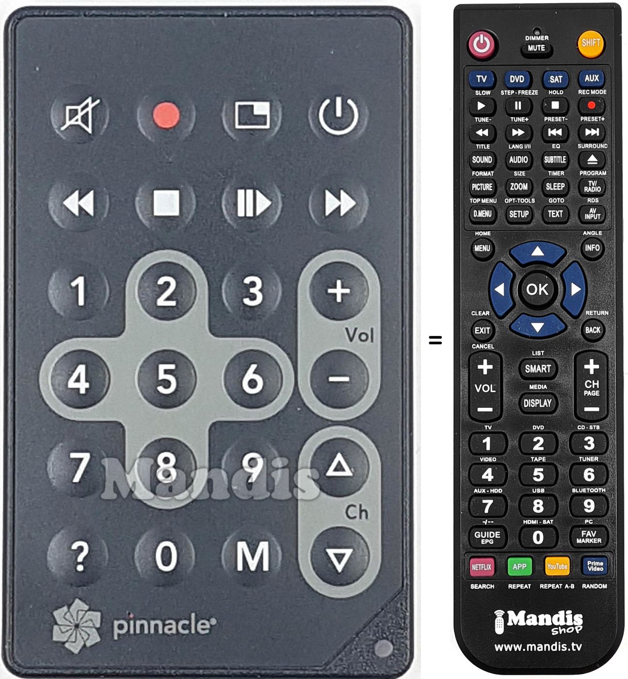 Replacement remote control PINNA001