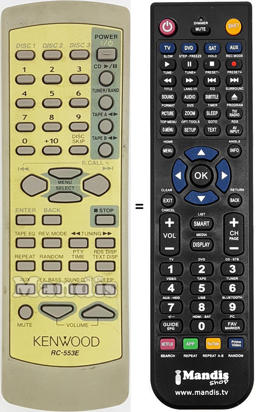 Replacement remote control RC-553E