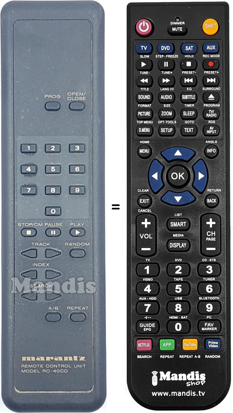 Replacement remote control RC40CD