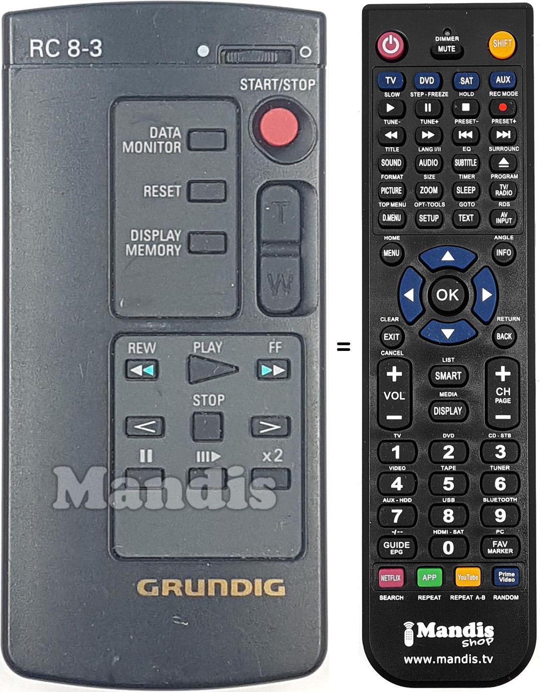 Replacement remote control RC8-3
