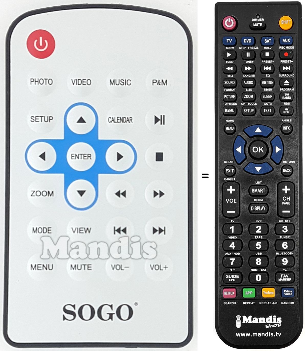 Replacement remote control REMCON1645