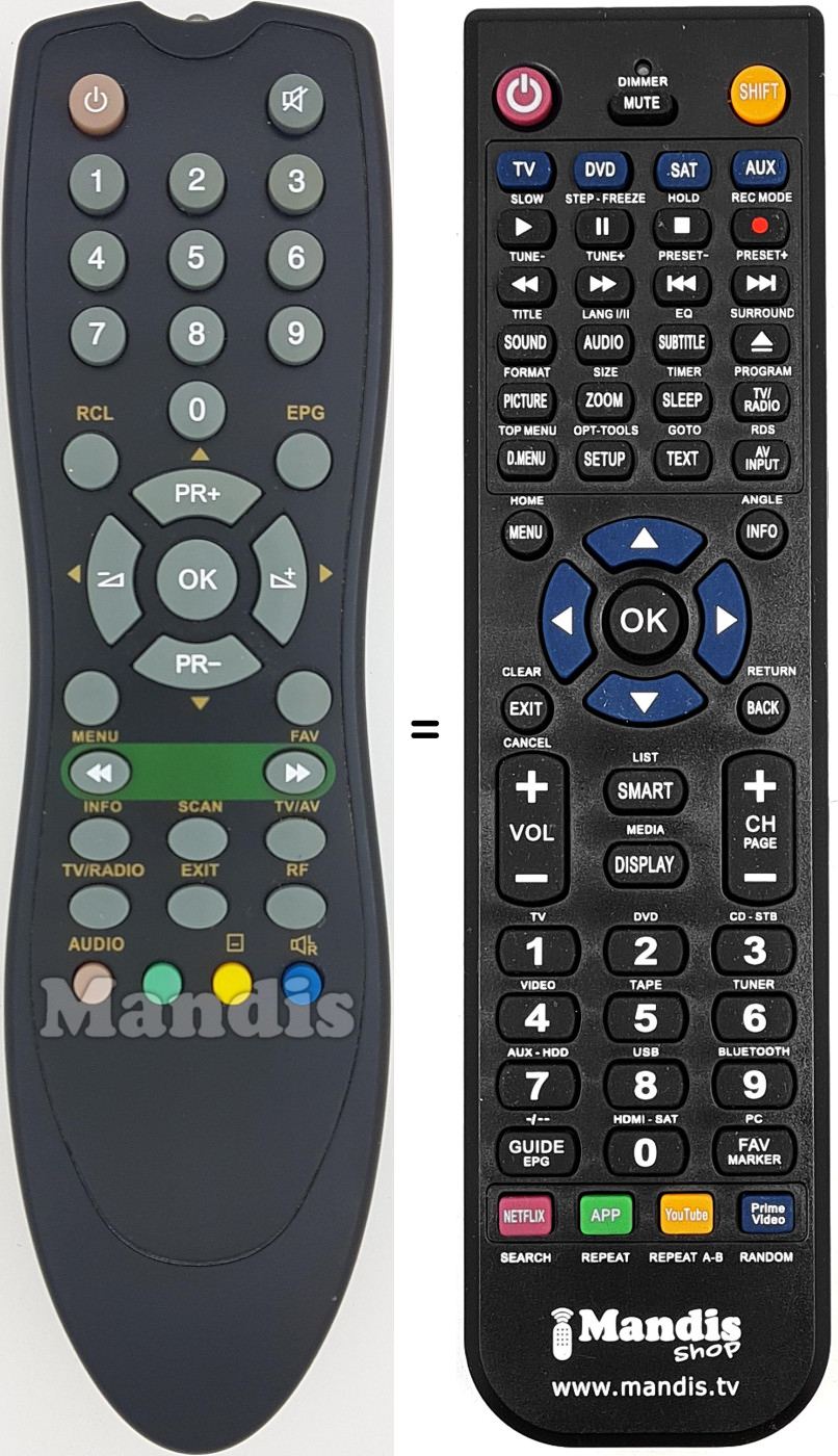 Replacement remote control RENCOM1610