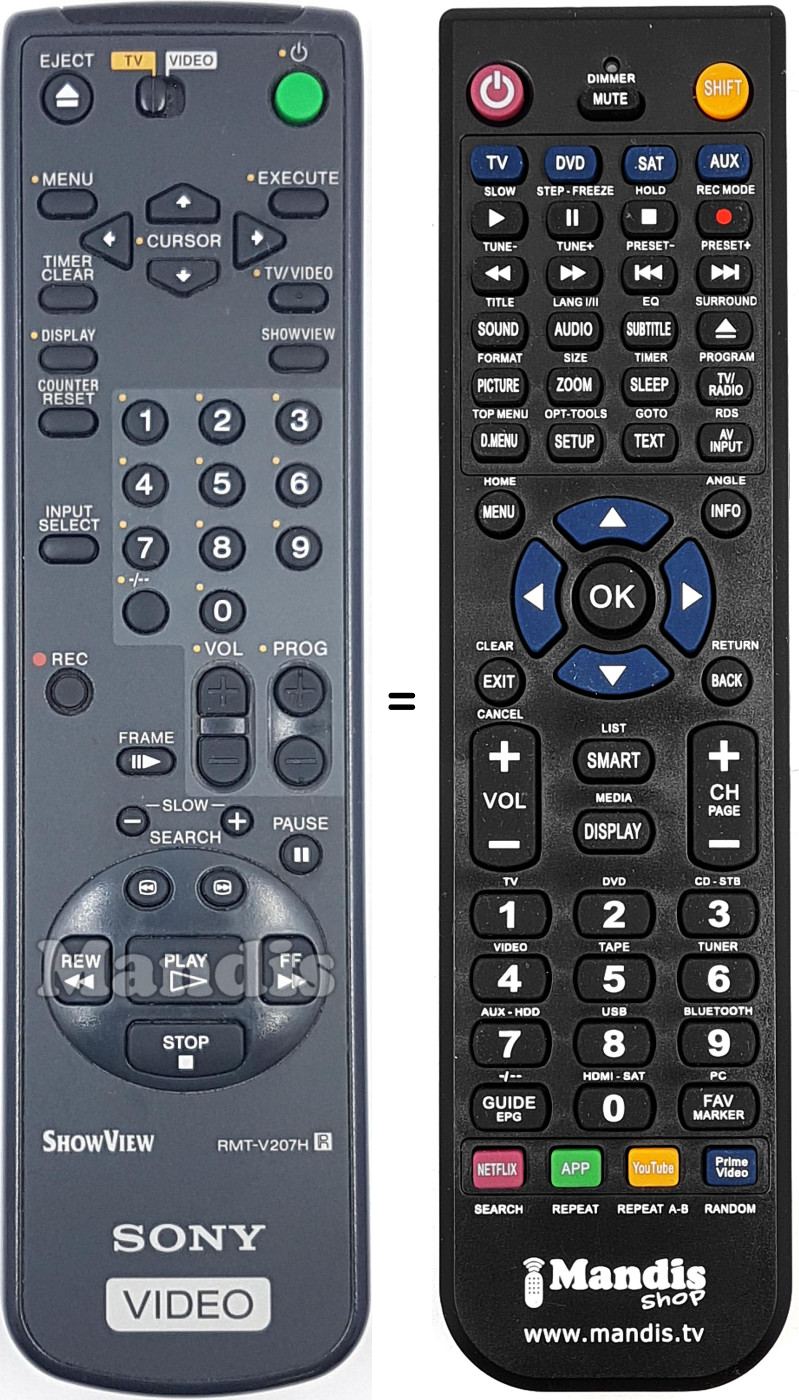 Replacement remote control RMT-V207H