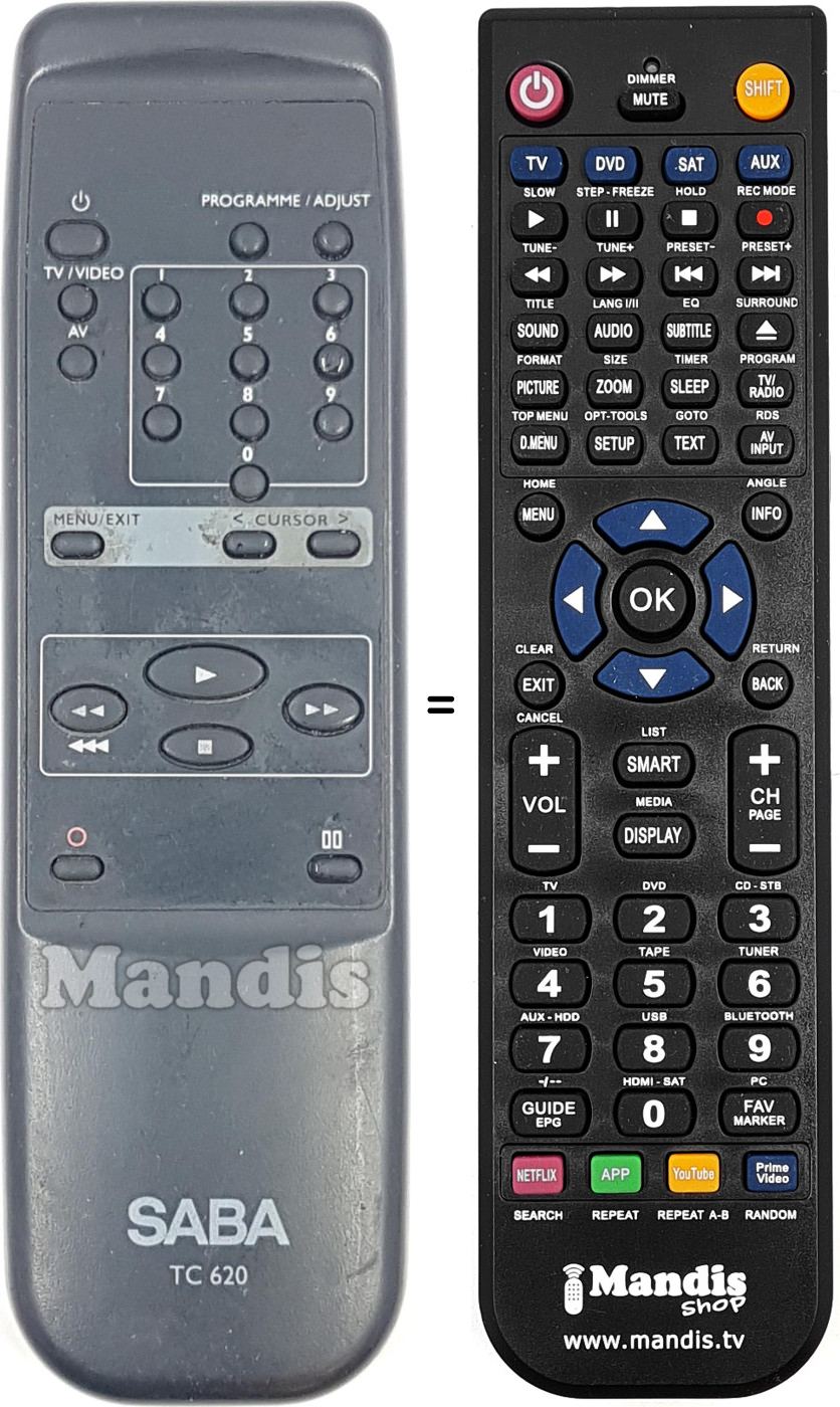 Replacement remote control TC620-Saba