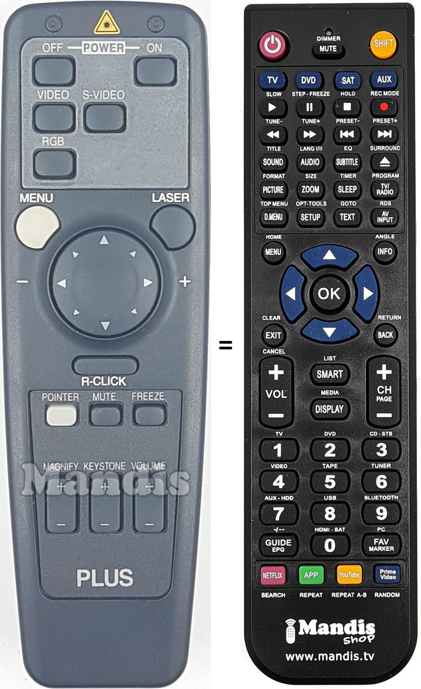 Replacement remote control U2-870R