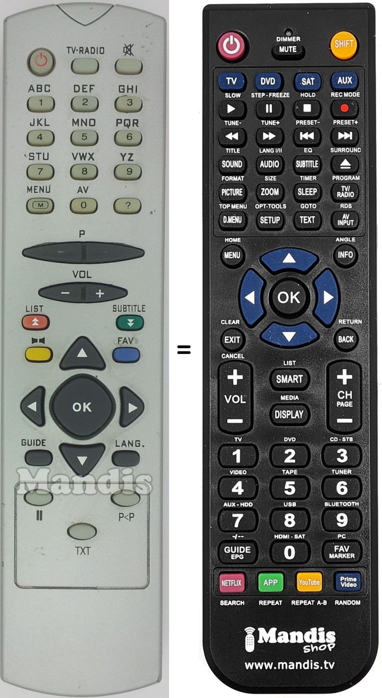 Replacement remote control Vestel RC 2548