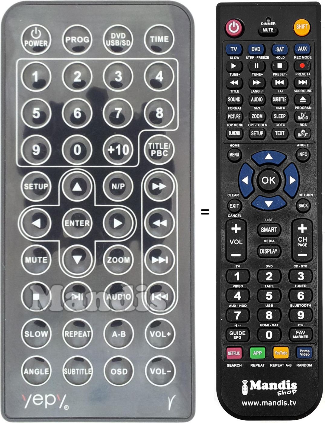 Replacement remote control Yepy001