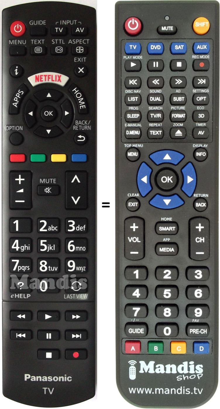 Replacement remote control Panasonic TX-49 DX 600 E