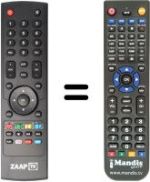 Replacement remote control Zaap TV HD509N