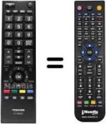 Replacement remote control Toshiba 40LV800A