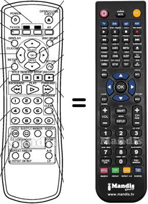 Replacement remote control Irradio DVC900