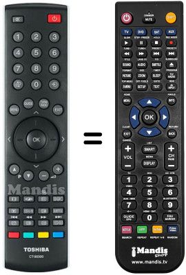 Replacement remote control Toshiba 26 DV 615