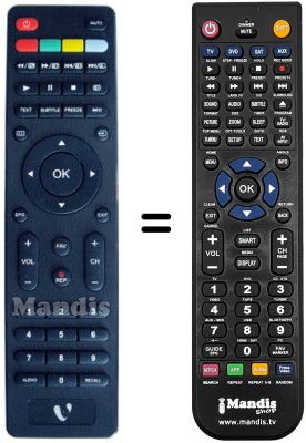 Replacement remote control MAJESTIC TVD 222 LED (ver. 2)