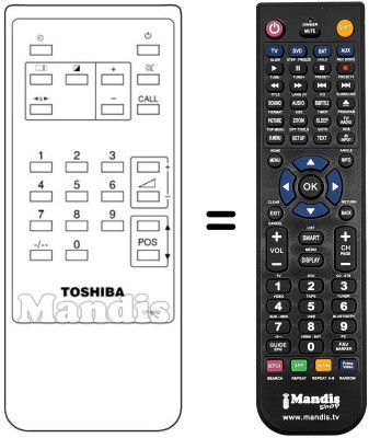 Replacement remote control Toshiba 1400 RD