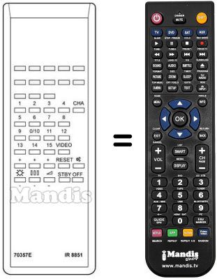 Replacement remote control Rediffusion TV 0458
