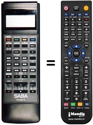 Replacement remote control Saba VR 6844 E Replacement remote control Saba VR 6844 E