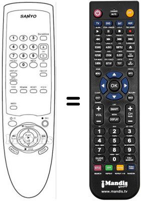Replacement remote control Sanyo VHR-M290 EV
