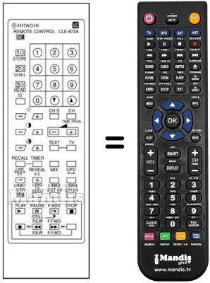Replacement remote control Hitachi CPT 2128 VT