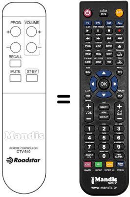 Replacement remote control Roadstar CTV 5555