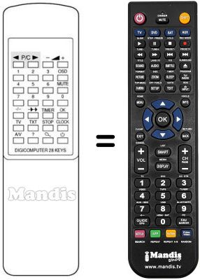 Replacement remote control DIGICOMPUTER 28 KEYS