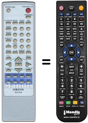 Replacement remote control DVD 818