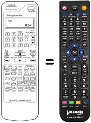 Replacement remote control Daewoo DVR 7375